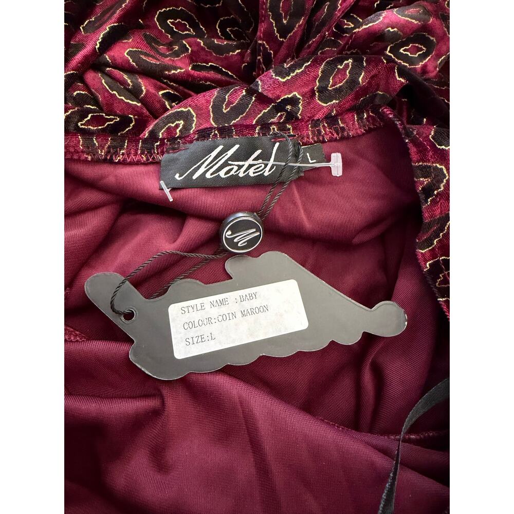 New NWT Motel rocks baby maroon jumpsuit L - Picture 3 of 3